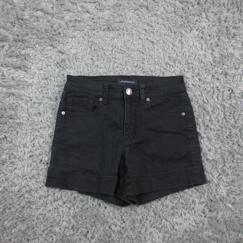Aeropostale Denim Shorts Womens 6 Blue High Rise Midi Cuffed Summer 27x4*